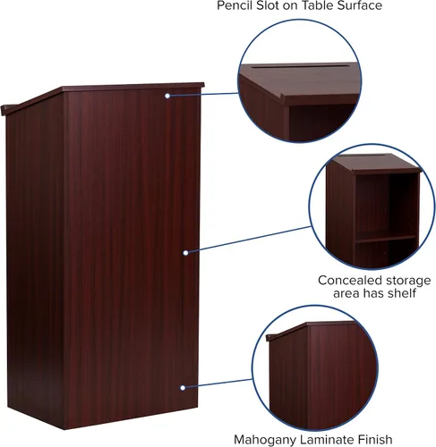Vista 4 de Flash Furniture Atril de pie Mysta en caoba