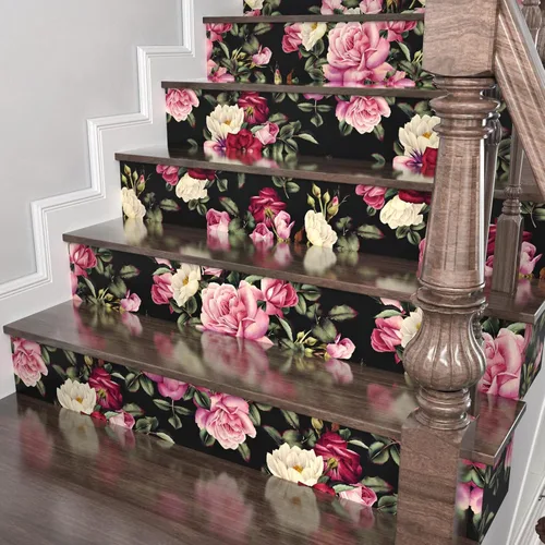 Vista 5 de Wallercity Papel Tapiz Floral Vintage Despegar y Pegar Papel Tapiz de Rosa Peonía Gabinetes Mesa Superior Papeles Tapiz Impermeable Removible
