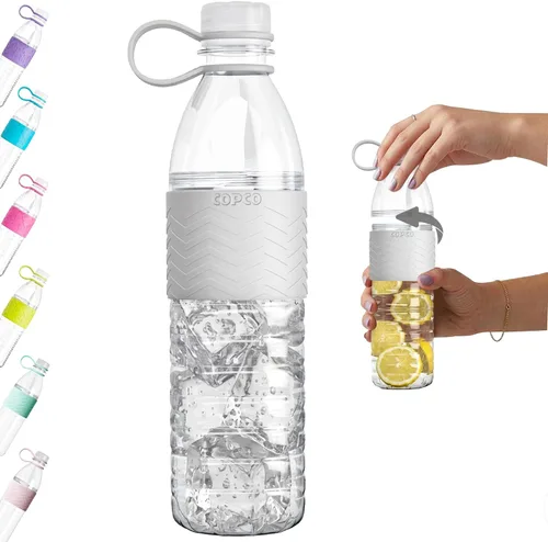 Vista 10 de Copco Hydra - Botella de agua de Tritan de 20 onzas con tapa resistente a derrames y funda antideslizante, sin BPA, apta para lavavajillas, cabe