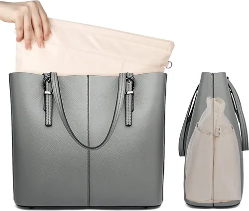 Vista 5 de Organizador de bolso de nailon, organizador de bolso, bolsa moldeadora en bolsa (beige, mediano)