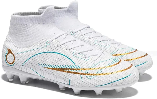 Vista 3 de JIEBUNIAO Zapatos deportivos de fútbol para hombre, botas altas con picos para exterioresinteriores, para niños y niñas, tenis de entrenamiento