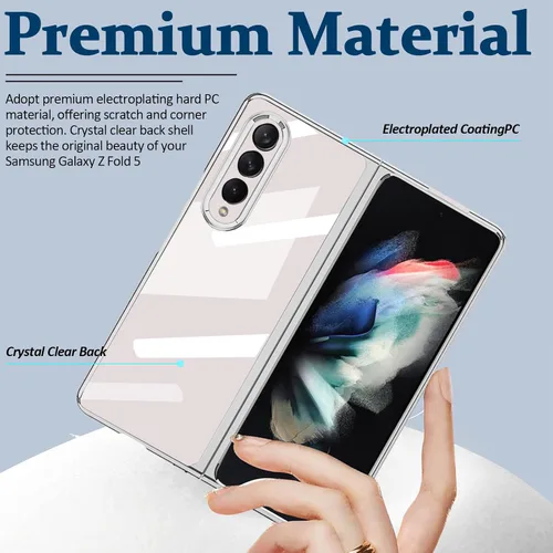 Vista 2 de Miimall Funda compatible con Samsung Galaxy Z Fold 5, parte trasera transparente con policarbonato duro chapado, protección antiarañazos, a prueba