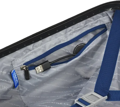 Vista 8 de U.S. Traveler Boren - Maleta de viaje de policarbonato resistente con 8 ruedas giratorias, asa de aluminio