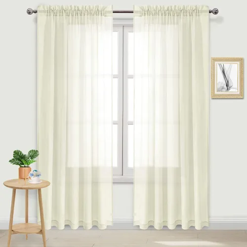 Vista 66 de DWCN Cortinas Transparentes Aqua de Voile Semitransparente con Bolsillo para Barra para Dormitorio y Sala de Estar, 36 x 36 pulgadas de Largo, Juego