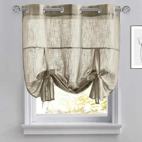 Vista 18 de Pony Dance Cortinas de ventana de baño, pantalla con lazo para dormitorio, filtro de luz, semitransparente, cortinas romanas elegantes para Blanco