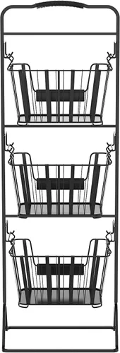 Vista 12 de oceanstar Soporte de cesta de almacenamiento de alambre de metal de 3 niveles con cestas extraíbles - Negro