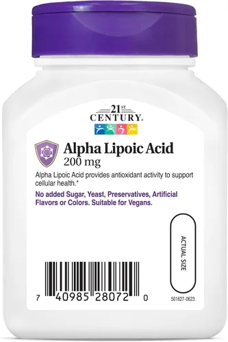 Vista 6 de 21st Century Cápsulas de ácido alfa lipoico de 200 mg, antioxidante, 60