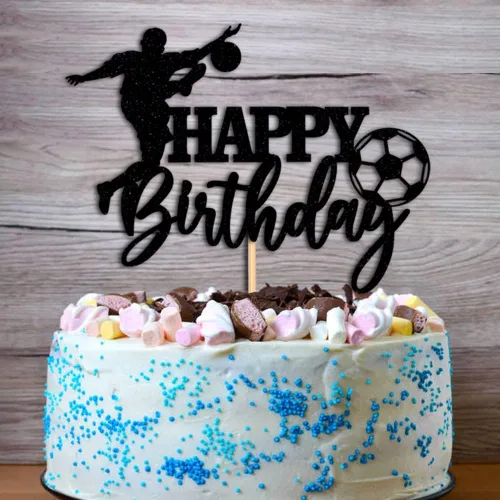 Vista 3 de Decoración para tartas de cumpleaños con temática de fútbol, decoración de pastel de cumpleaños con temática de fútbol