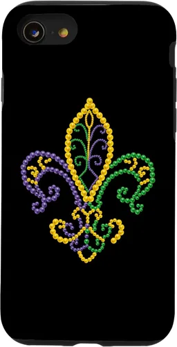 Vista 13 de Funda para iPhone 15 Mardi Gras Fleur De Lis Beads Carnival 2023 Mardi Gras Party Case