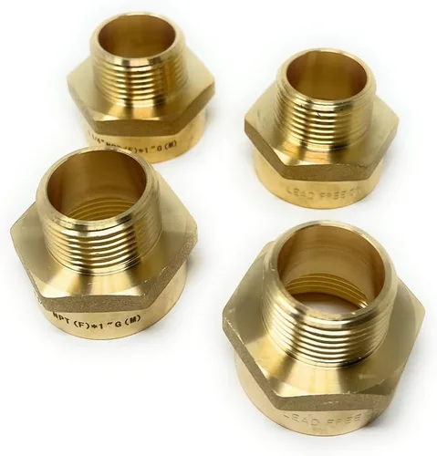 Vista 34 de Adaptador de latón sin plomo Cascada, rosca G británica BSPP macho a NPT hembra (1" x 1" (1 pieza))