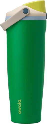Vista 22 de Botella de agua Owala FreeSip con aislamiento de acero inoxidable con pico de dos vías, pajita incorporada y asa de cubo, fabricada para viajes