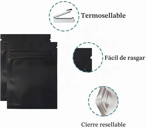 Vista 3 de PABCK - 100 bolsas de papel de aluminio con cierre de cremallera transparente Mylar color negro mate de 2.9 x 3.9 pulgadas Front Window Resealable