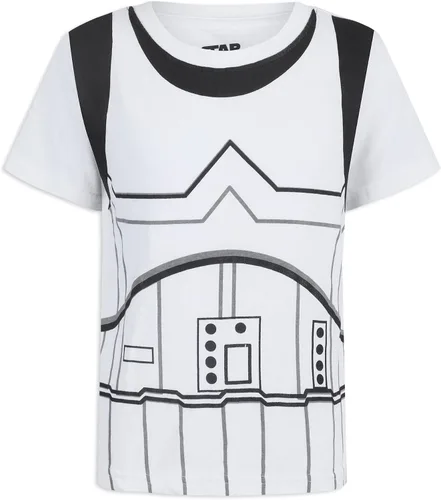 Vista 2 de STAR WARS Darth Vander, Stormtrooper, Grogu - Conjunto de camiseta y pantalón corto para niños pequeños - BeigeNegroBlanco