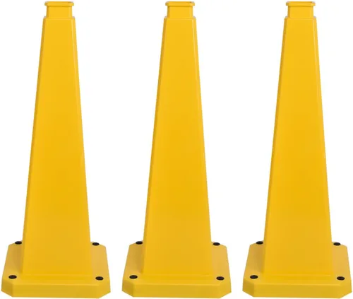 Vista 14 de Conos de precaución de 26.5 pulgadas, letreros de seguridad visibles de 4 lados con base de goma pesada, advertencia para prevención de resbalones