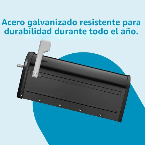Vista 6 de Architectural Mailboxes Chadwick Buzón de correo de montaje en poste de acero galvanizado, 8950B-10, color negro, capacidad media