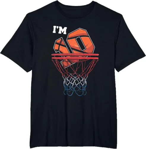 Vista 78 de Camiseta de regalo de cumpleaños con red de baloncesto de 10 años, Negro