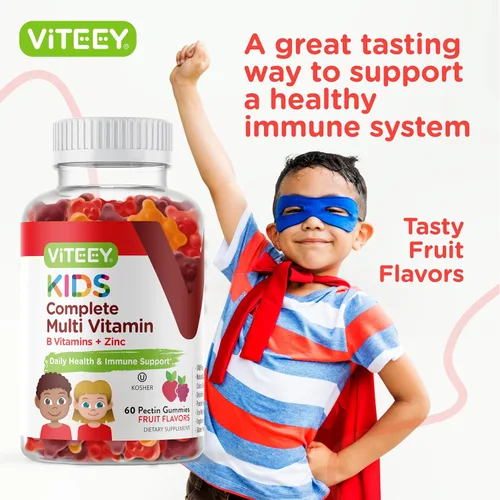 Vista 6 de Viteey Kids - Gomitas multivitamínicas para niños, vitaminas esenciales diarias completas para niños Great for Immune Support & Overall Health