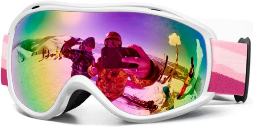 Vista 12 de FMY Gafas de esquí y snowboard OTG, protección UV400, anti niebla, gafas de esquí para motos de nieve para hombres, mujeres y jóvenes