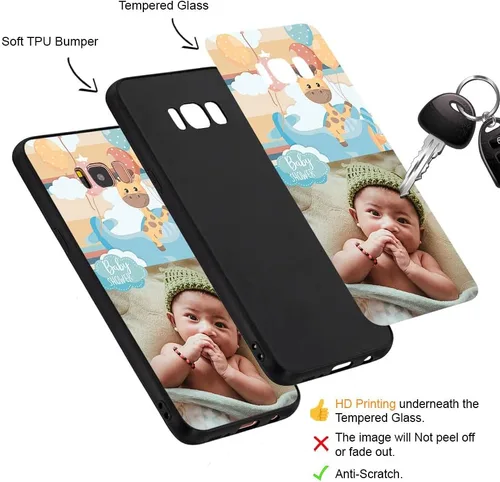 Vista 3 de Funda personalizada para Samsung Galaxy S8 Plus, funda personalizada antiarañazos con vidrio templado, funda protectora a prueba de golpes, de TPU