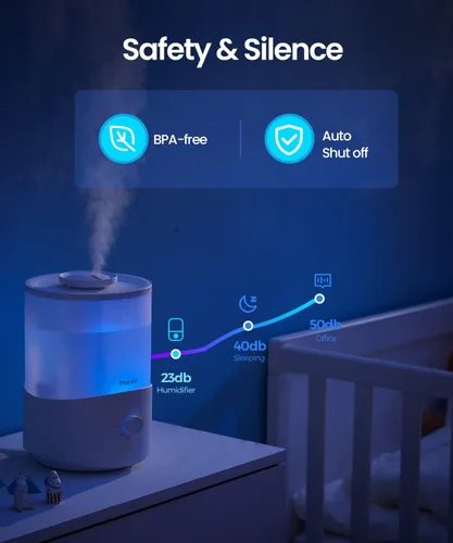 Vista 6 de Humidificadores Pharata para Recámara Habitación Grande, Humidificador de Niebla Fría de 2.5L con Difusor de Aceite Esencial, Humidificador