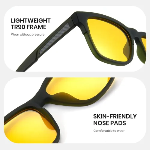 Vista 3 de Cyxus Gafas de sol rectangulares polarizadas para hombre, con protección UV, marco TR de moda, 2023, para hombre