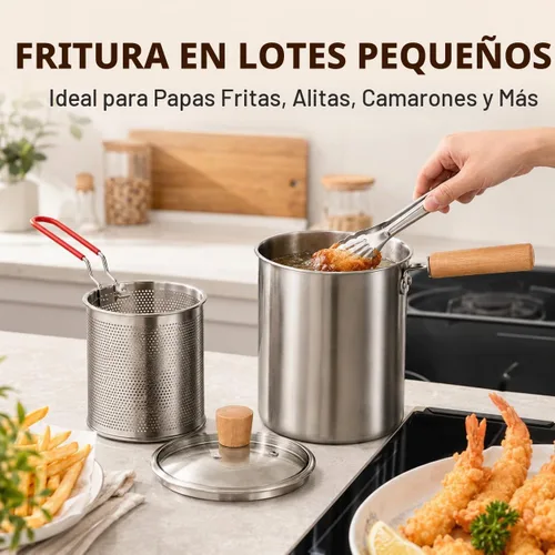 Vista 4 de Olla para freír profunda, olla freidora con canasta, juego de ollas de A2