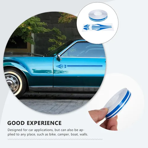 Vista 6 de Rayas de vinilo a rayas azules, línea autoadhesiva para carrocería de automóvil, cinta de rayas automáticas, emblemas de cinta adhesiva
