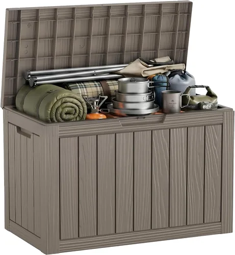 Vista 20 de EasyUp - Caja de almacenamiento para exteriores de 50 galones, impermeable, con cerradura 2-Gris