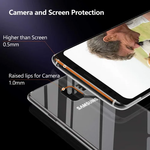 Vista 3 de Funda delgada para Samsung Galaxy S9, de silicona TPU flexible, suave, ligera, antiarañazos, absorción de golpes, transparente