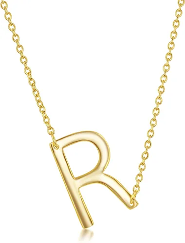Vista 9 de Dainty Sideways Initial Necklace for Women – Sterling Silver or 14K Gold Plated 20mm Alphabet Letter Pendant