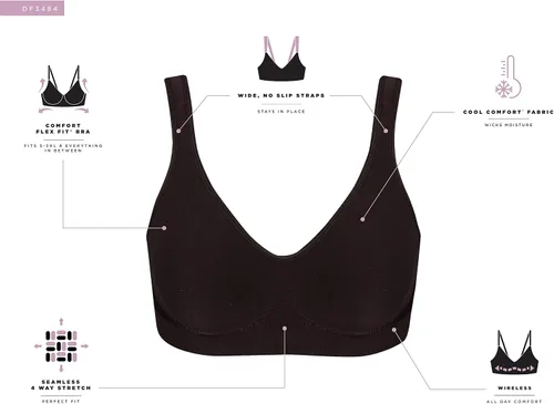 Vista 4 de Bali Comfort Revolution DF3484 Brasier sin varillas de cobertura completa para mujer, estilo camisa