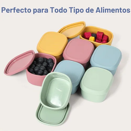 Vista 8 de 4 recipientes de silicona de 7 onzas para niños, pequeños recipientes de alimentos con tapas, contenedor de frutas para el almuerzo, contenedor