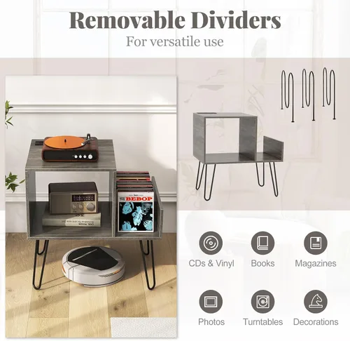 Vista 6 de Giantex Soporte para tocadiscos, gris