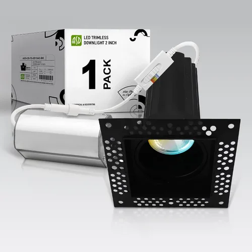 Vista 10 de ASD Lámpara de techo empotrable LED de cardán sin bordes de 2 pulgadas, luz descendente direccional ajustable con caja de conexiones, 5CCT