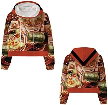 Vista 3 de Sudadera con capucha de anime Boku No Hero Anime para mujeres y niñas