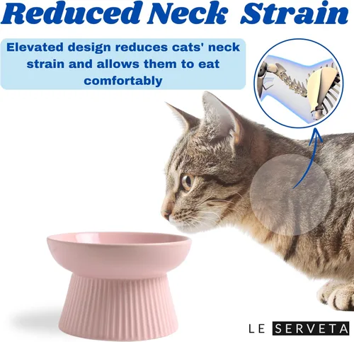 Vista 4 de Cuenco de cerámica para gatos de alimentación lenta, alimentador elevado para rompecabezas, comedero lento para gatos antivómitos, cuenco elevado