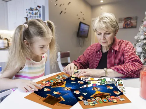 Vista 3 de FaCraft Pegatinas de Belén para niños, 24 hojas, manualidades religiosas Multi-1
