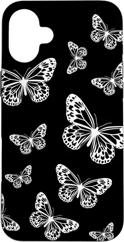 Vista 23 de Cute White Butterflies Black Background Case for iPhone 17
