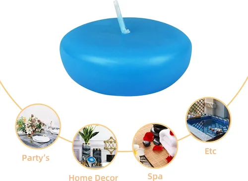 Vista 7 de Zest Candle Velas flotantes de 24 piezas, 2.25 pulgadas, turquesa