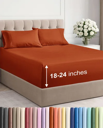 Vista 53 de Sábanas individuales de bolsillo extra profundo, sábanas transpirables y refrescantes de 3 piezas, juego de sábanas de lujo para hotel, suaves, sin
