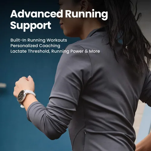 Vista 3 de Amazfit Reloj inteligente Active 3, cristal de zafiro AMOLED de 1.32", GPS Aero White (banda blanca)