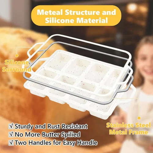 Vista 3 de 1 mini moldes de silicona antiadherentes con guantes de marco de metal, 8 moldes para pan de cavidad de tazas, moldes pequeños para hornear, moldes