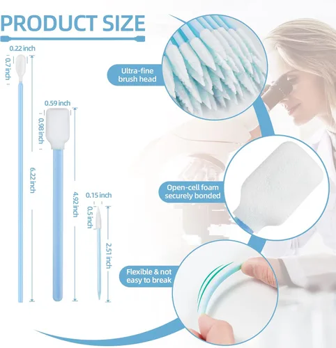Vista 9 de Kit de hisopos de limpieza de espuma multiusos – Esponja de esponja sin pelusa para cámara, pistola, impresora de inyección de tinta, lente óptica