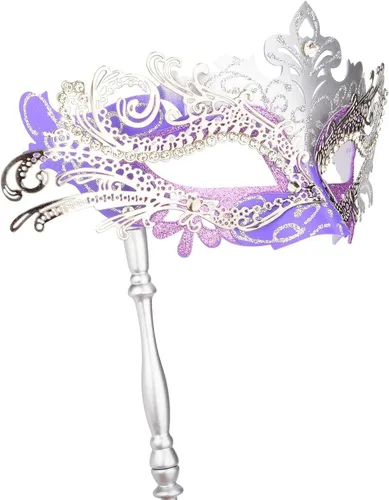 Vista 10 de Hoshin Máscara de mascarada con palo, decoraciones de Mardi Gras, máscaras venecianas para mujer