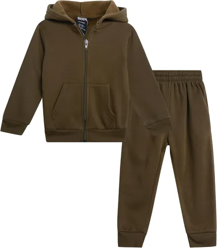 Vista 10 de Quad Seven Conjunto deportivo de 2 piezas con capucha y cremallera de forro Gris jaspeado