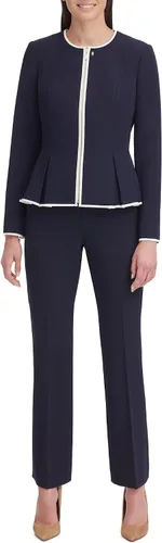 Vista 3 de Tommy Hilfiger Chaqueta Peplum sin cuello con cremallera frontal para mujer