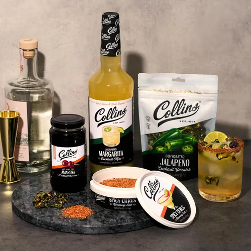 Vista 7 de Collins - Cerezas amarena picantes en almíbar, cerezas negras para Old Fashioned o Manhattan, cerezas de cóctel, guarnición para cócteles o postres