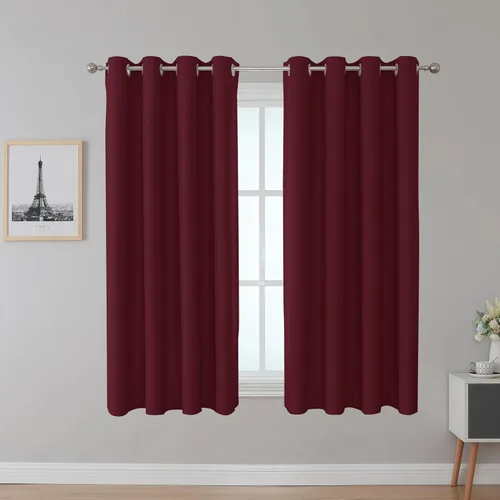 Vista 21 de Inherent Fire Retardant Blackout Curtains, Grommet Top, NFPA 701 Certified Flame Resistant Drape, FR Window Curtains for Classroom, 2 Panels, Black