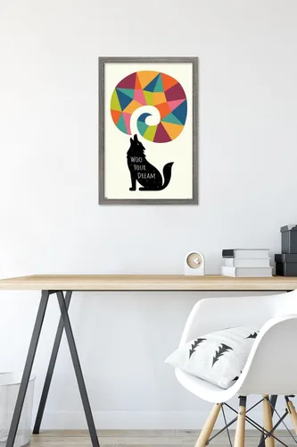 Vista 6 de Trends International Andy Westface - Wolf Woo Your Dream Wall Poster, 22.4L x 14.7W, Barnwood Framed Version