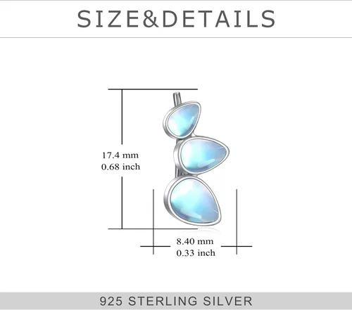 Vista 2 de KQF Aretes de plata de ley S925 con diseño de piedra lunarópaloturquesa, Plata